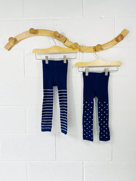 Blue Stripe + Polka Dot Footless Tights Bundle, 3-12 months