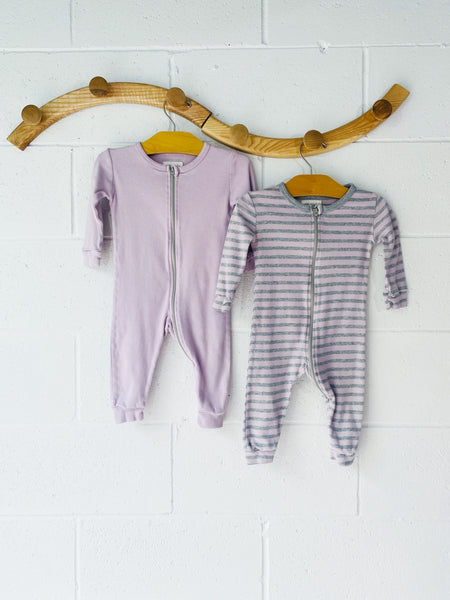 mini mioche Stripes + Blush Footless Sleeper Bundle, 6-12 months