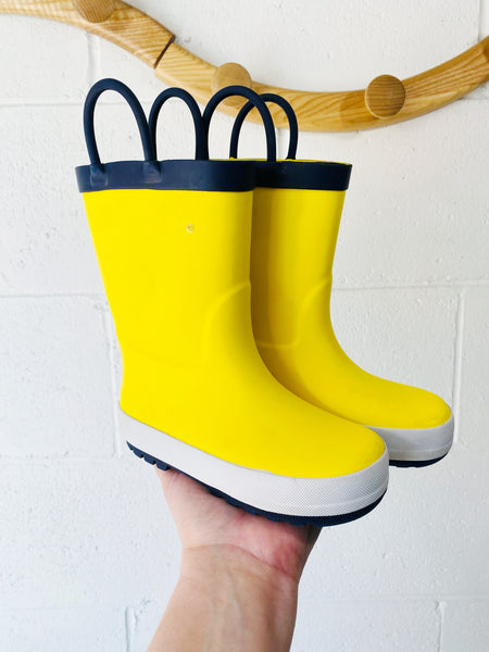 Yellow Rain Boots, size 8