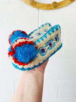 Traditional Greek Pom Pom Slippers, size 6