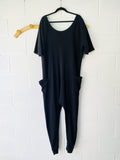 Black Slouchy Waffle Jumpsuit, Women’s XL
