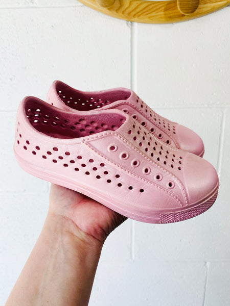 Pink Pearlescent Slip-On Shoes, size 12