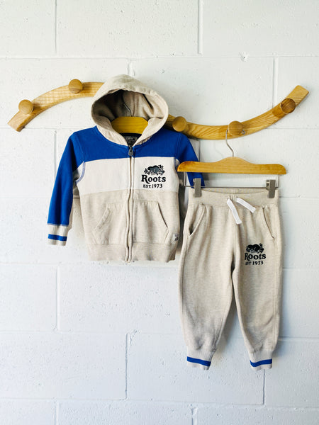 Cream + Blue Jogger Set, 2 years