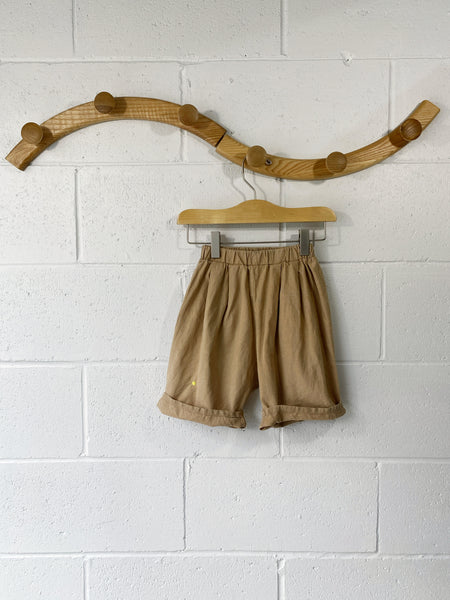 Khaki Pleated Shorts, 3-4 years