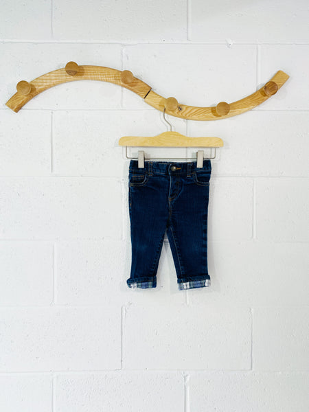 Plaid Cuff Jeans, 6-12 months