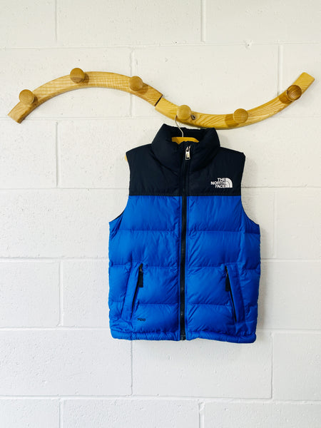 The North Face Black + Blue Down Vest, 7-8 years (SM)