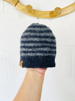 mini mioche Grey Striped Wool Toque, 0-3 months