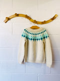 Cream + Teal Fair Isle Knit Sweater, 8-10 years