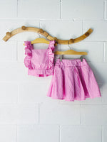 Vintage Pink + White Gingham Outfit, 8-9 years