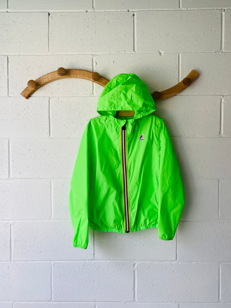 K-Way Le Vrai Neon Lime Zip Rain Jacket, 10 years
