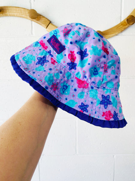 Kissy Fish + Purple Reversible Sun Hat, 5 years