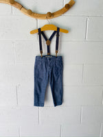 Heather Blue Pants with Suspenders, 1.5-2 years