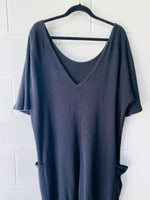 Black Slouchy Waffle Jumpsuit, Women’s XL