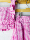 Vintage Pink + White Gingham Outfit, 8-9 years