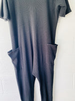 Black Slouchy Waffle Jumpsuit, Women’s XL