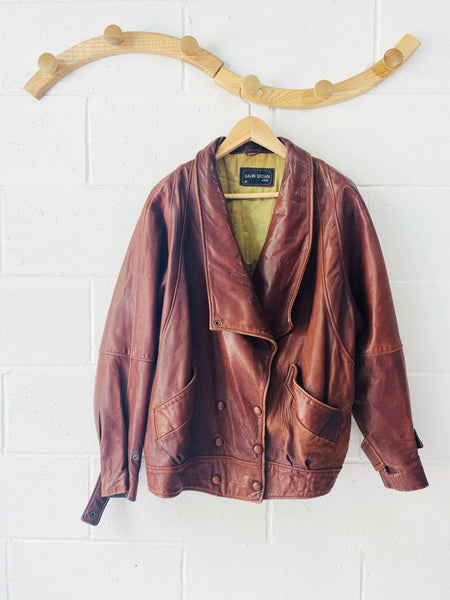 Vintage Burgundy Leather Jacket, Women's LG