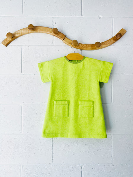 Sarah Jane Neon Green Wool Felt Dress, 4 years