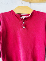 Red Henley Long Sleeve Top, 3 years