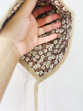 Cream + Brown Floral Embroidered Bonnet, 12-18 months
