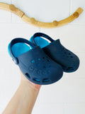 Navy + Turquoise Classic Clogs, size 12 (C12)