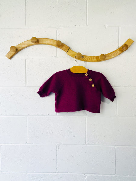Engel Plum Wool Fleece Sweater, 3-6 months (62/68)