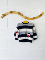 Navy + Cream Striped Crew Neck, 24 months