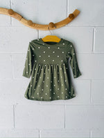 Green Polka Dot Dress, 12-18 months
