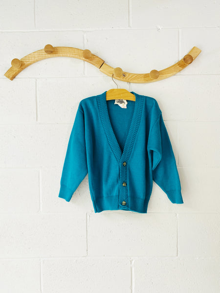 Vintage Teal Button Up Cardigan, 6 years