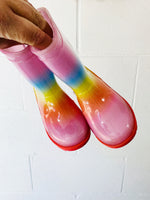 Rainbow Glitter Rain Boots, size 6