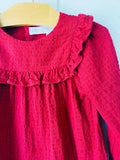 Deep Red Flounce Dress, 2-3 years