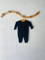 Black Buttoned Romper, 3 months