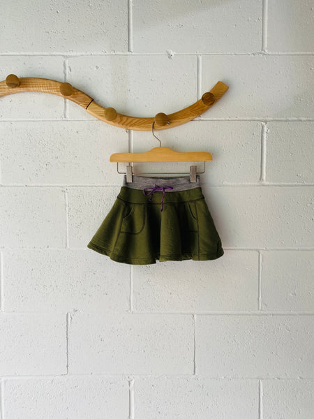 Olive Merino Wool Skirt, 3 years