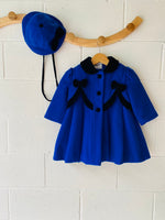 Vintage Royal Blue Wool Coat + Hat, 2 years