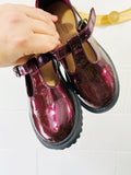 Burgundy Sheen Mary Janes, size 12