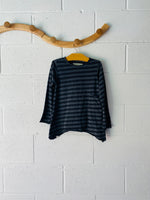 mini mioche Black + Charcoal Stripe Long Sleeve, 6 years