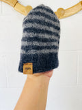 mini mioche Grey Striped Wool Toque, 0-3 months