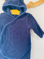 Navy Velour Quilted Bunting, 6-12 months