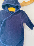 Navy Velour Quilted Bunting, 6-12 months