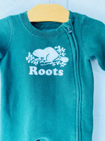 Green Fleece Zip Romper, 3-6 months