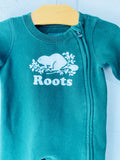 Green Fleece Zip Romper, 3-6 months