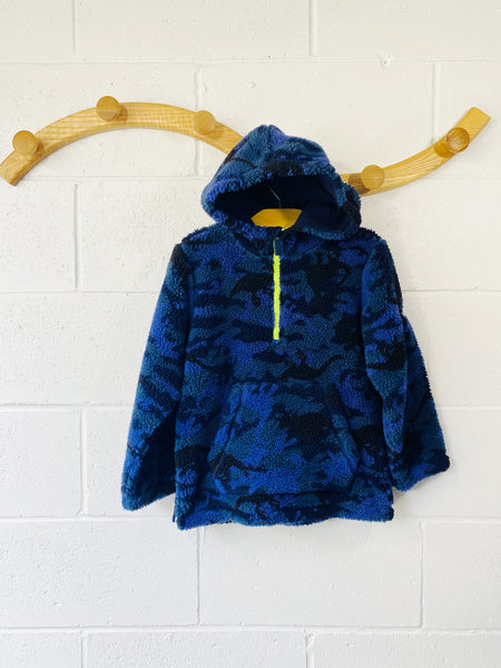 Blues + Greens Patterned Fleece Pullover, 6 years