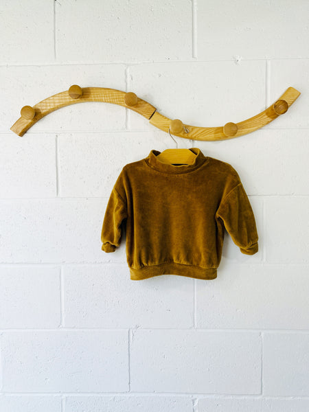 The Simple Folk Ochre Velvet Long Sleeve, 18-24 months