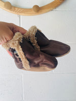 Brown Leather Shearling Lined Booties, size 2