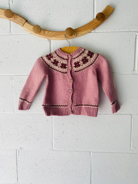 Dusty Pink Wool Cardigan, 18-24 months