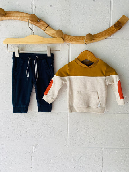 Colour Block Crew Neck and Joggers, 3-6 months
