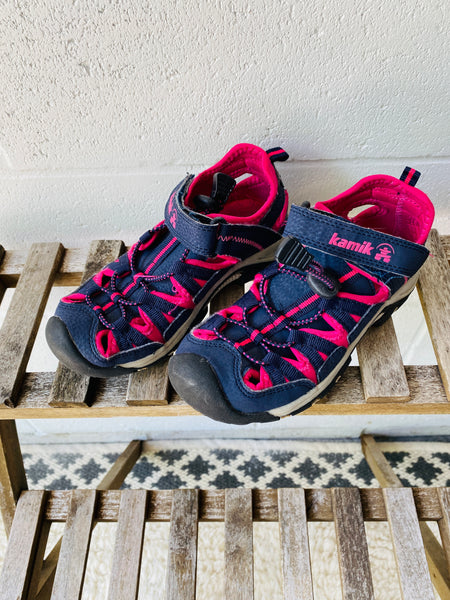 Pink and Navy Wildcat Sandals, size 12