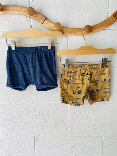 Heather Blue + Trucks Shorts Bundle, 6-12 months
