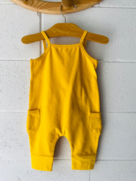 Yellow Strappy Romper, 6-12 months