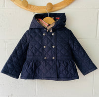 Burberry Navy Peplum Quilted Jacket, 18 months