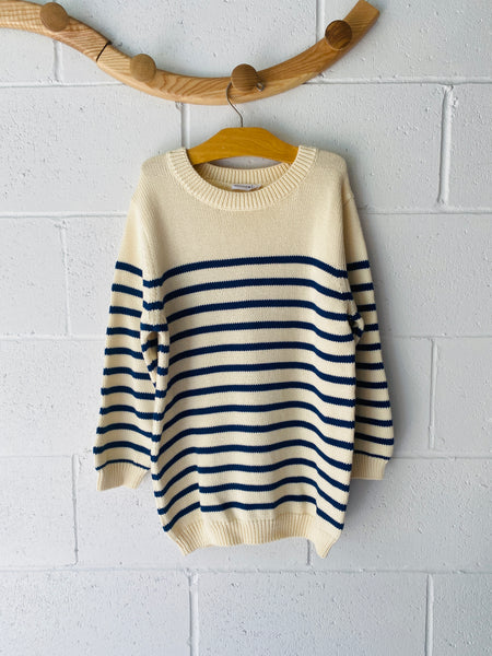 Minnow Cream + Blue Stripe Sweater, 11-12 years